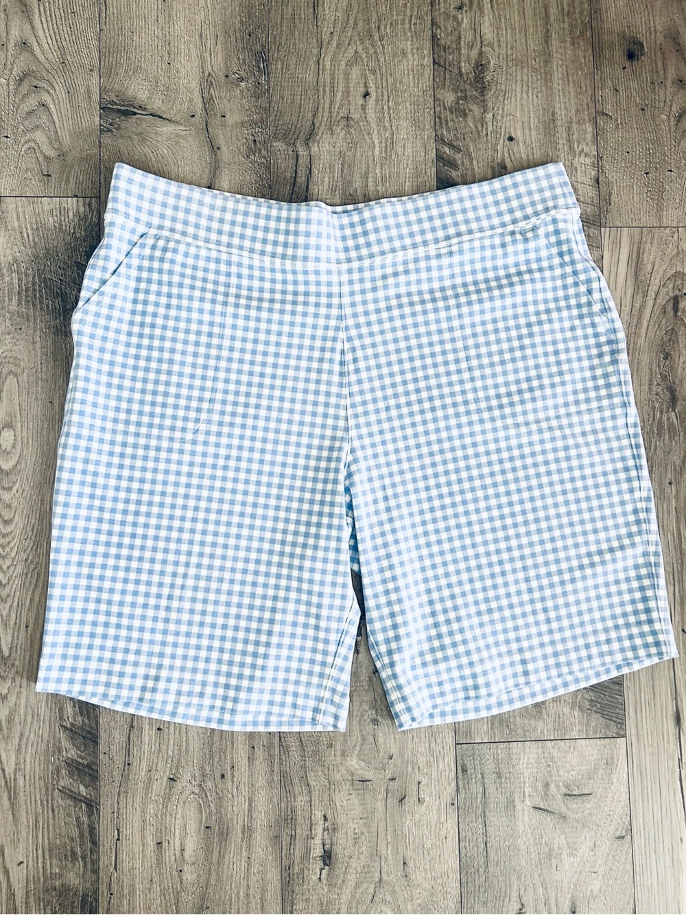 Duluth NoGA Naturale Gingham Checker Blue&White Pull On 10" Knit Shorts Size 2X